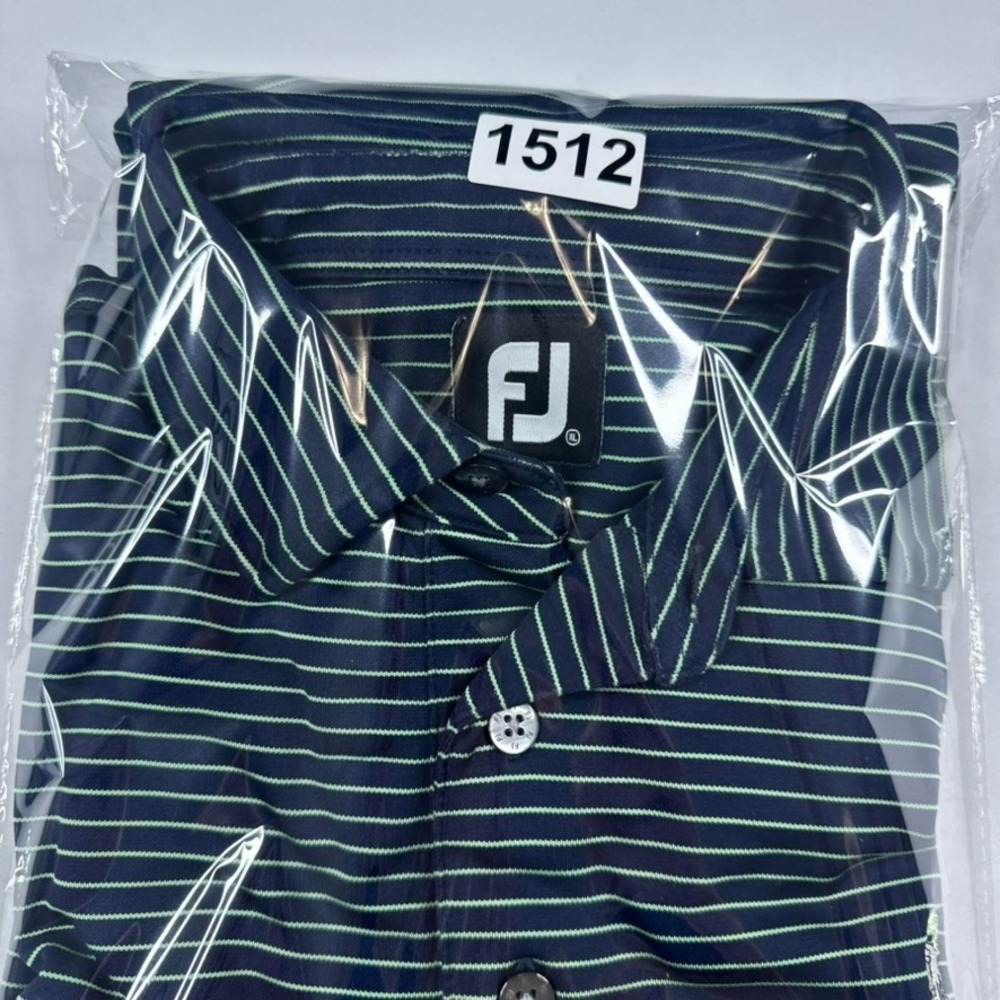 FootJoy Long Sleeve Polo Shirt Mens XL Navy Blue Striped Golf Top - Picture 10 of 10